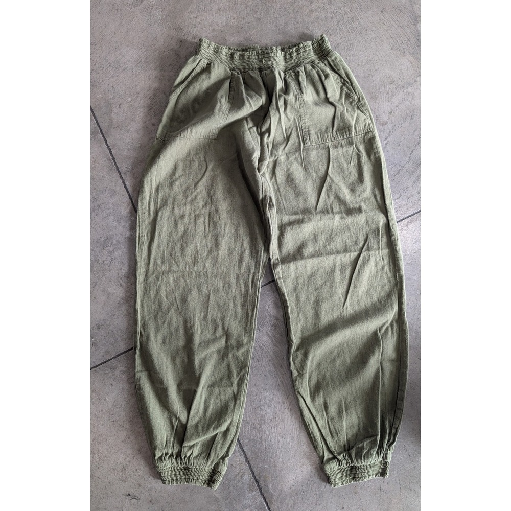 Aeropastle Women's Olive Green Jogger Pants Elastic‎ Waist Cropped Size XS - Picture 3 of 7